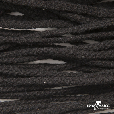 Шнур плетеный d-6 мм круглый, 70% хлопок 30% полиэстер, уп.90+/-1 м, цв.1078-черный - купить в Томске. Цена: 588 руб.