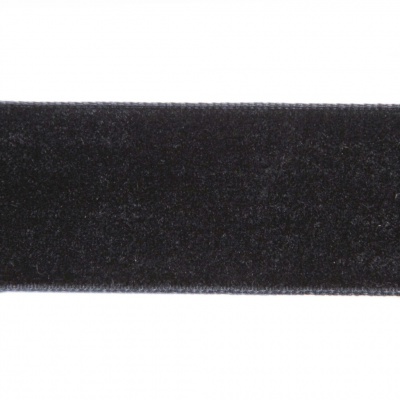Лента бархатная нейлон, шир.25 мм, (упак. 45,7м), цв.03-черный - купить в Томске. Цена: 800.84 руб.