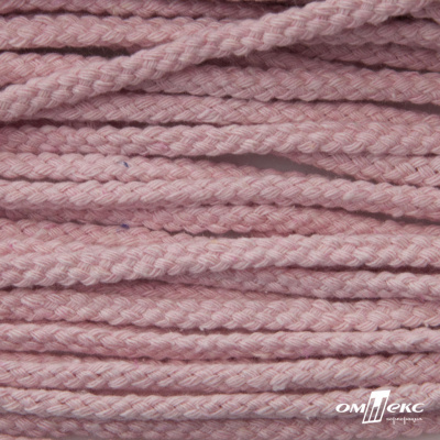 Шнур плетеный d-6 мм круглый, 70% хлопок 30% полиэстер, уп.90+/-1 м, цв.1087-розовый - купить в Томске. Цена: 588 руб.