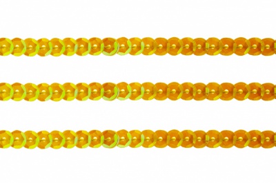 Пайетки "ОмТекс" на нитях, CREAM, 6 мм С / упак.73+/-1м, цв. 92 - золото - купить в Томске. Цена: 484.77 руб.