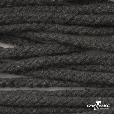 Шнур плетеный d-6 мм круглый, 70% хлопок 30% полиэстер, уп.90+/-1 м, цв.1088-т.серый - купить в Томске. Цена: 588 руб.