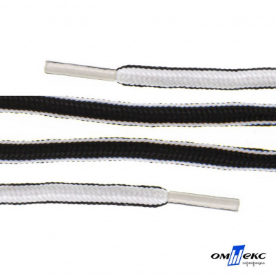 Шнурки #4-27, круглые 130 см, двухцветные (черно/белый) - купить в Томске. Цена: 47.04 руб.