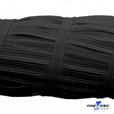 Резиновые нити с текстильным покрытием, шир. 6 мм (55 м/уп), цв.-черный - купить в Томске. Цена: 210.75 руб.