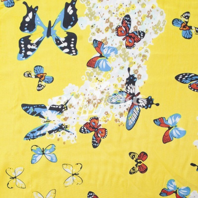 Плательная ткань "Софи" 7.2, 75 гр/м2, шир.150 см, принт бабочки - купить в Томске. Цена 241.49 руб.