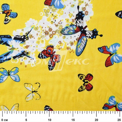 Плательная ткань "Софи" 7.2, 75 гр/м2, шир.150 см, принт бабочки - купить в Томске. Цена 241.49 руб.