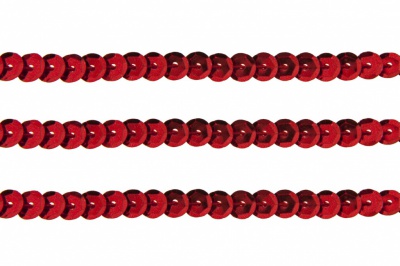 Пайетки "ОмТекс" на нитях, SILVER-BASE, 6 мм С / упак.73+/-1м, цв. 3 - красный - купить в Томске. Цена: 468.37 руб.