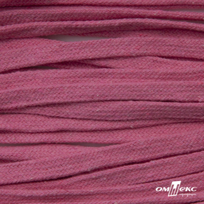 Шнур плетеный d-8 мм плоский, 70% хлопок 30% полиэстер, уп.85+/-1 м, цв.1029-розовый - купить в Томске. Цена: 735 руб.