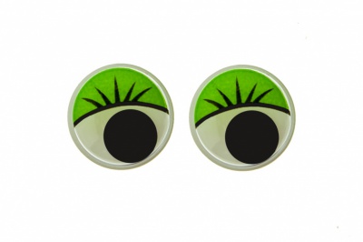 Глазки для игрушек, круглые, с бегающими зрачками, 15 мм/упак.50+/-2 шт, цв. -зеленый - купить в Томске. Цена: 113.01 руб.