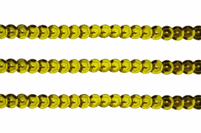 Пайетки "ОмТекс" на нитях, SILVER-BASE, 6 мм С / упак.73+/-1м, цв. 7 - св.золото - купить в Томске. Цена: 468.37 руб.