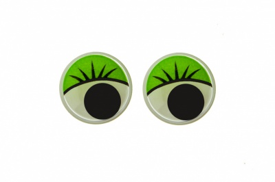 Глазки для игрушек, круглые, с бегающими зрачками, 12 мм/упак.50+/-2 шт, цв. -зеленый - купить в Томске. Цена: 96.01 руб.