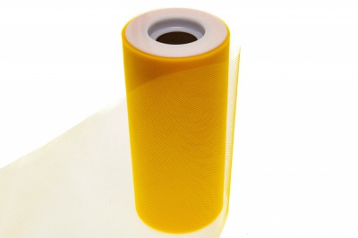 Фатин в шпульках 16-72, 10 гр/м2, шир. 15 см (в нам. 25+/-1 м), цвет жёлтый - купить в Томске. Цена: 100.69 руб.