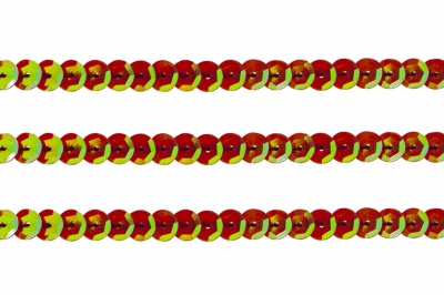 Пайетки "ОмТекс" на нитях, CREAM, 6 мм С / упак.73+/-1м, цв. 96 - красный - купить в Томске. Цена: 484.77 руб.