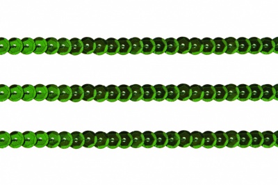 Пайетки "ОмТекс" на нитях, SILVER-BASE, 6 мм С / упак.73+/-1м, цв. 4 - зеленый - купить в Томске. Цена: 484.77 руб.