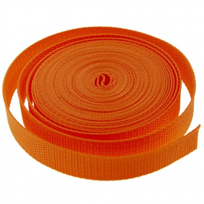 Стропа текстильная, шир. 25 мм (в нам. 50+/-1 ярд), цвет оранжевый - купить в Томске. Цена: 409.94 руб.